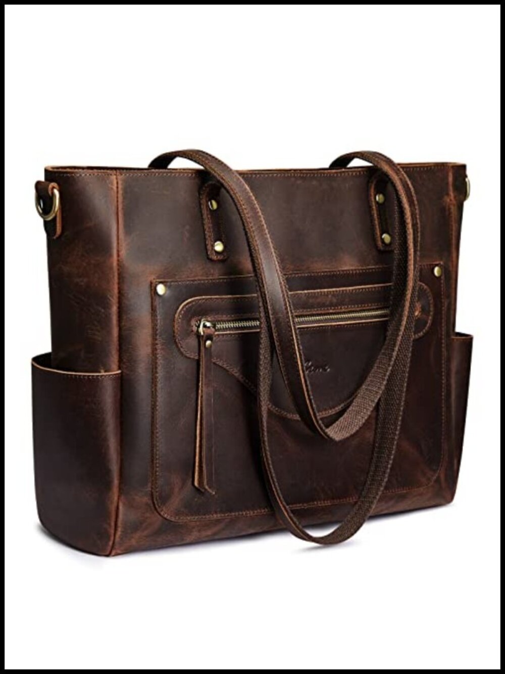 Large Leather Tote Bag 15.6" Laptop Shoulder Purse Crossbody Handbag